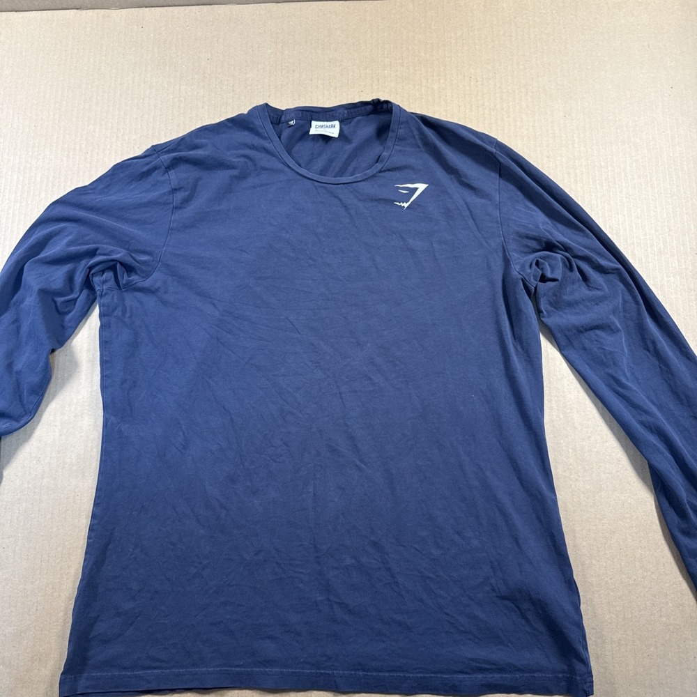 Gymshark Men's Long Sleeve Logo T-Shirt Blue XL